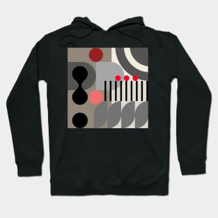 Modern Abstract Geometric Bauhaus Doodle Red Black Grey Style Hoodie
